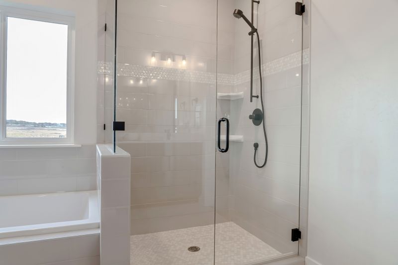Walk-in shower with glass enclosure